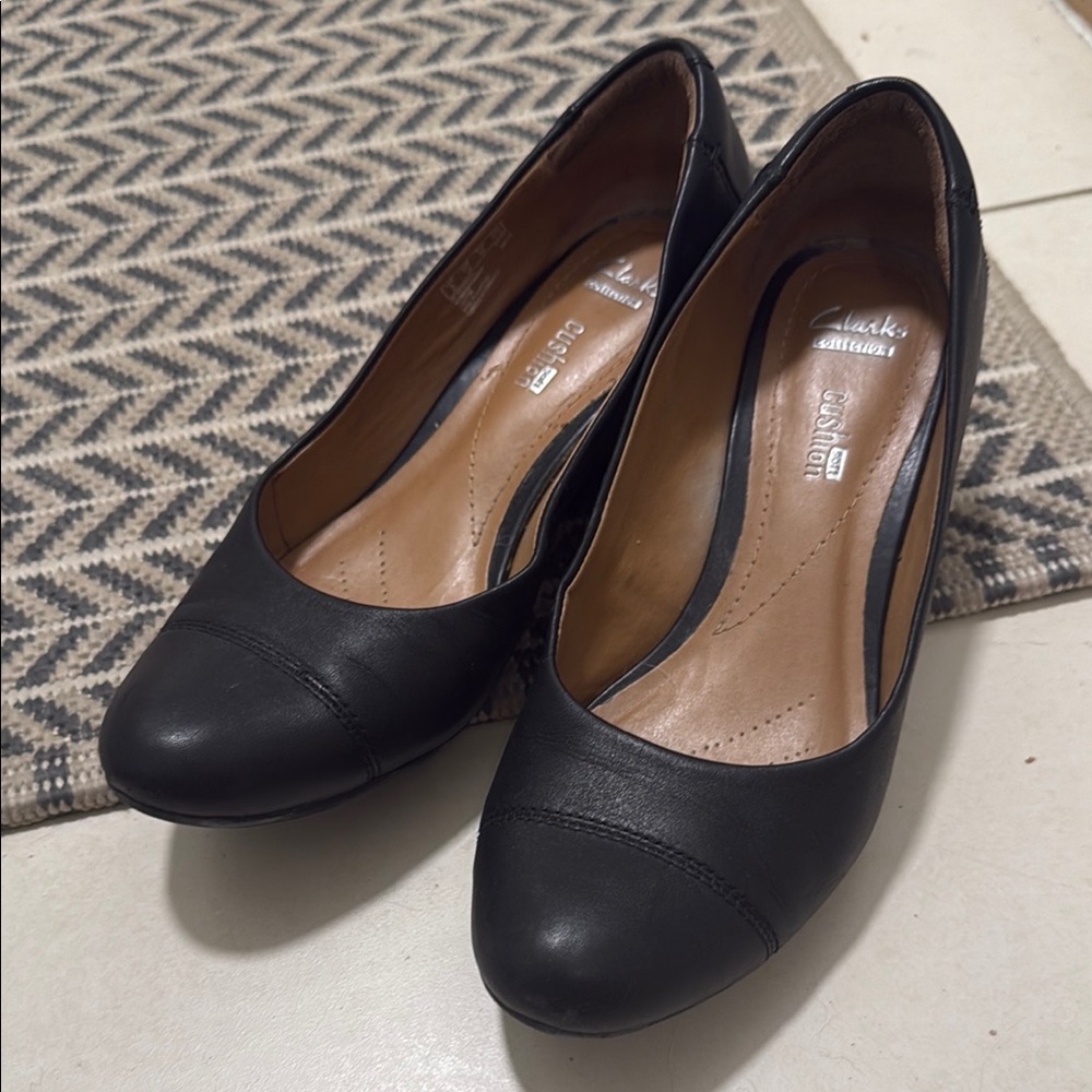 Clarks Black Leather Heels for Women